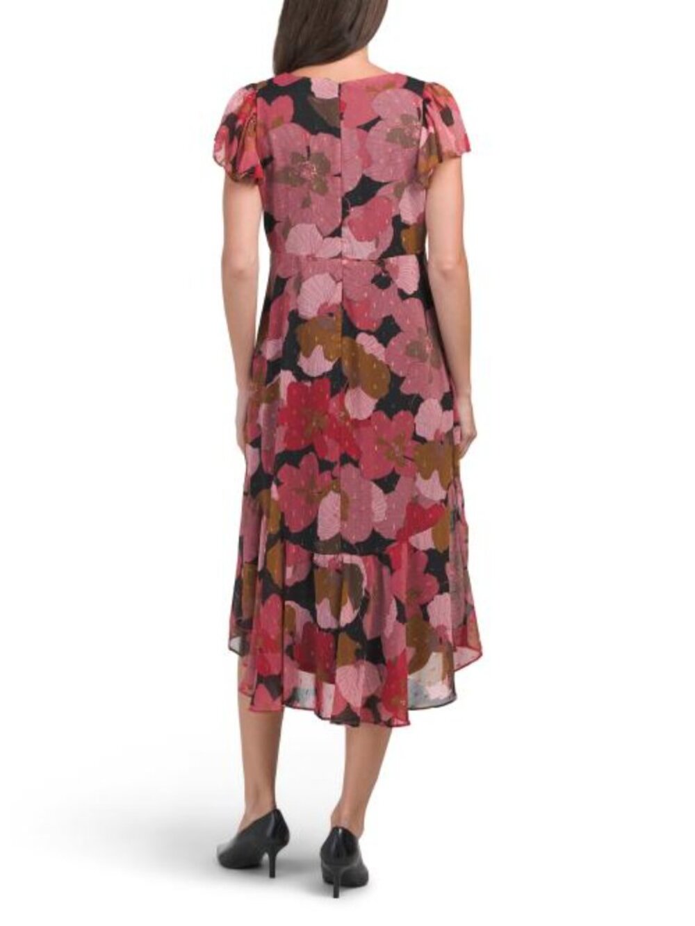 TAYLOR Petite Twist Front Knit Floral Dress - Picture 2 of 5